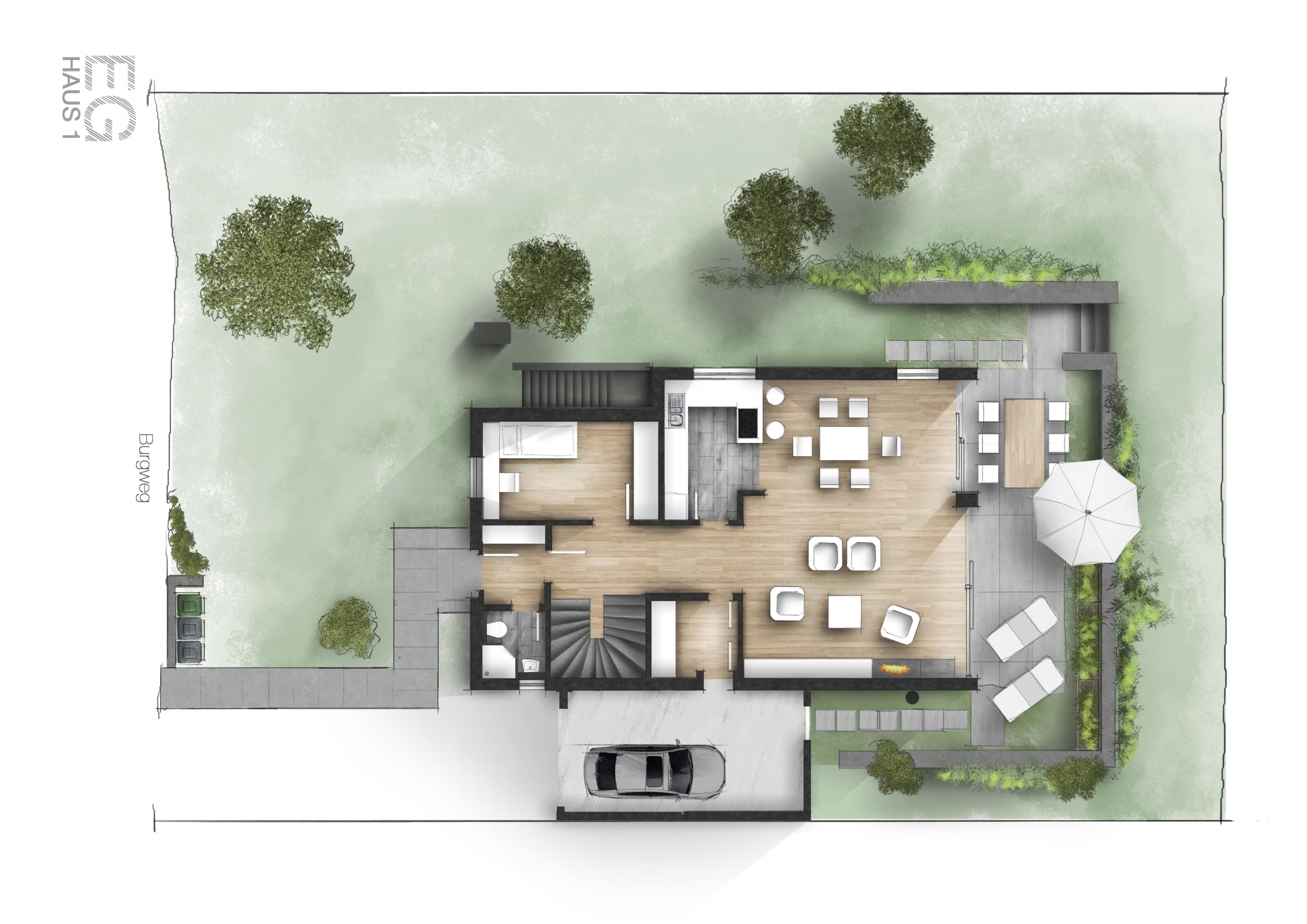 Kolorierter Grundriss Hochwertige Illustrationen Grundriss